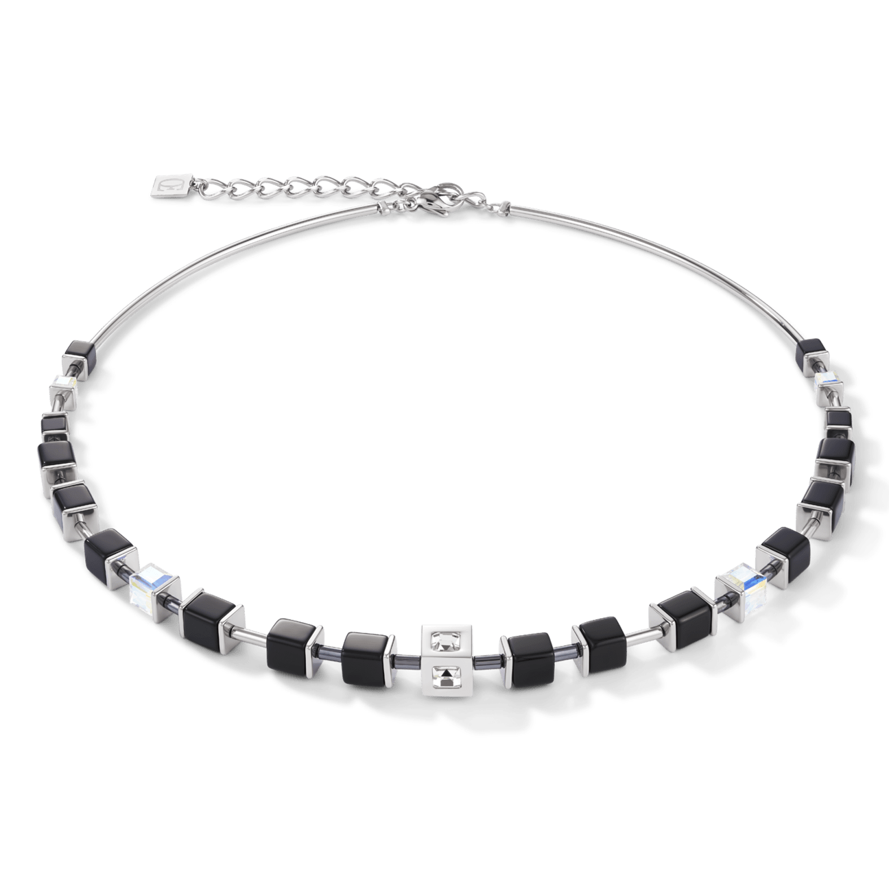 NKL Black & Crystal Geo Cube Necklace