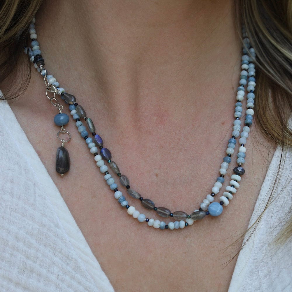 NKL Blue Denim Opal and Labradorite Necklace