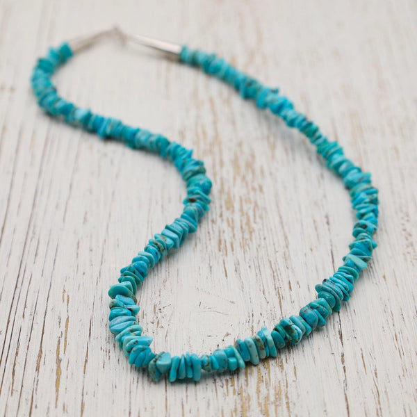 Vintage Turquoise Chip Lariat Necklace (A3450) - Ruby Lane