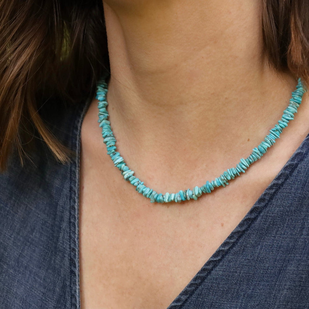 NKL Blue Green Turquoise Chip Necklace