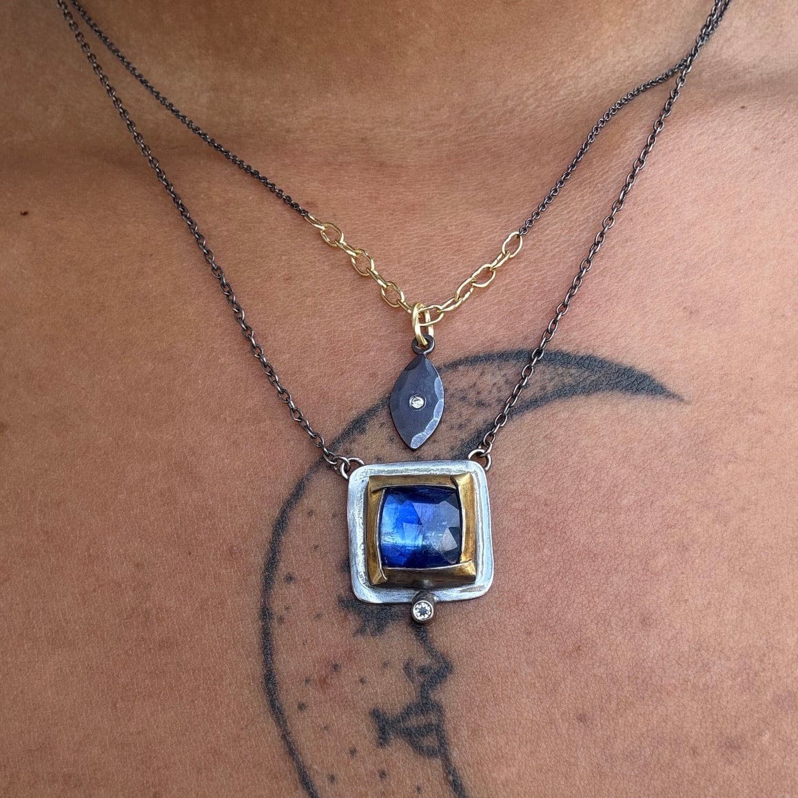 NKL Blue Kyanite Square Fold Necklace