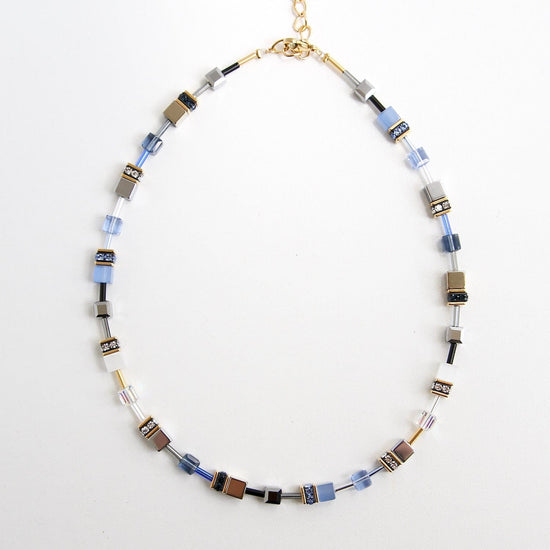 NKL Blue Mix Geo Cube Necklace