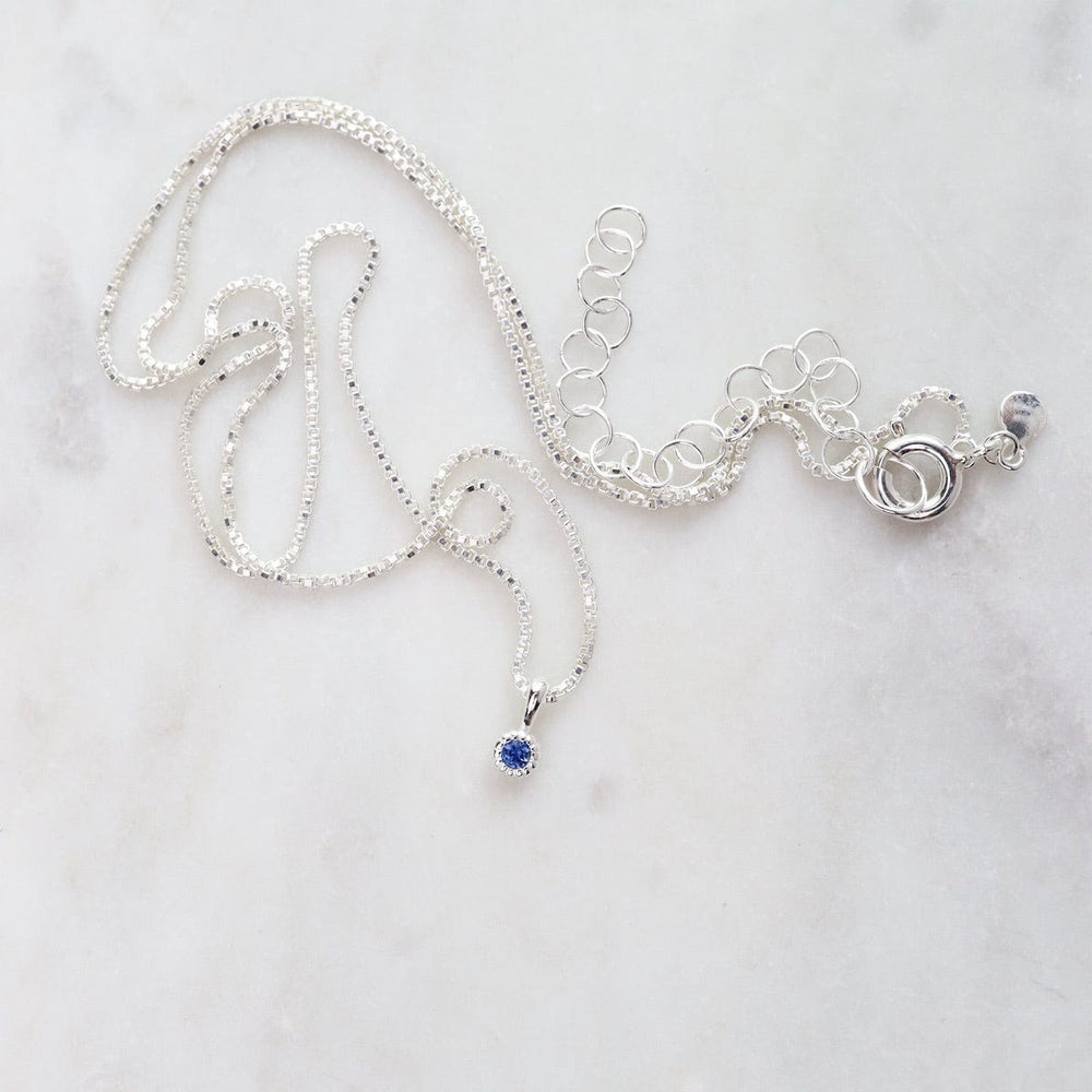 
                  
                    NKL Blue Sapphire with Milgrain Edge Necklace - Sterling Silver
                  
                