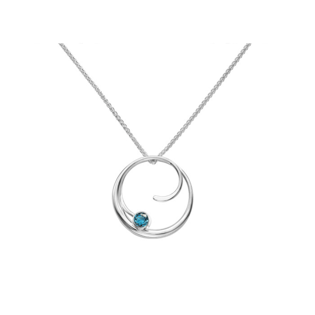 NKL Blue Topaz Petite Bindu Pendant Necklace