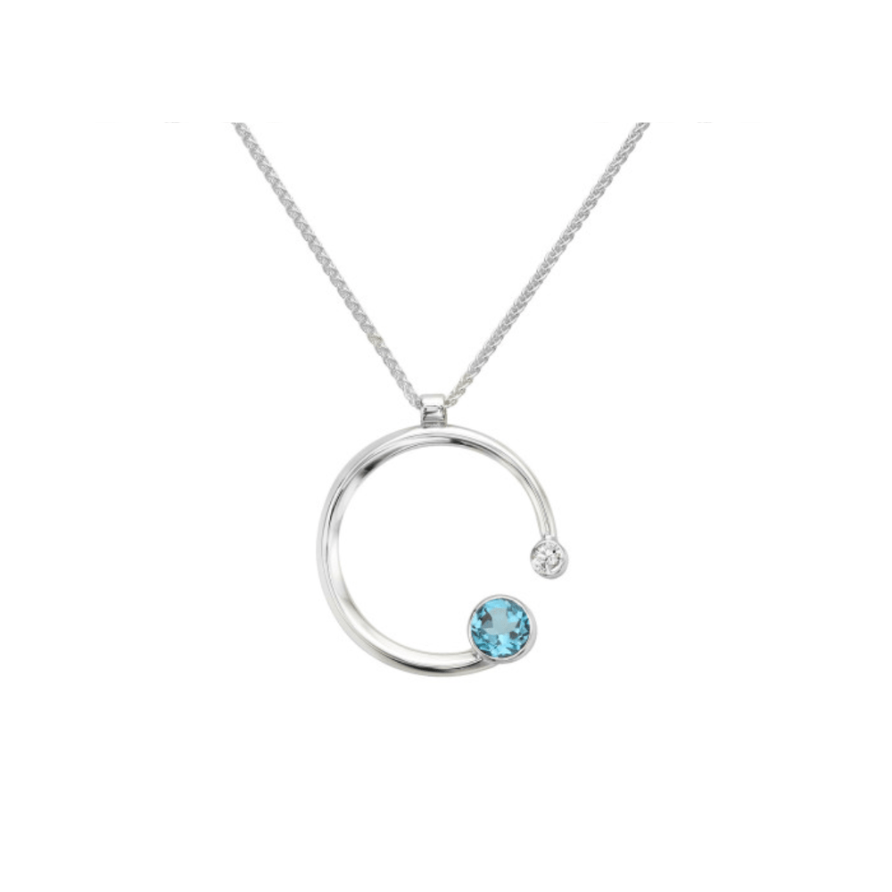 NKL Blue Topaz & White Sapphire Stargazer Pendant Necklace