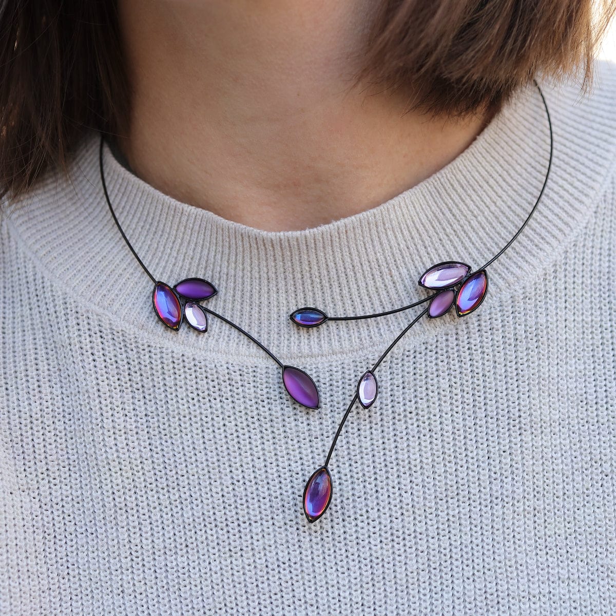 NKL Branches & Leaves Choker Necklace ~ Iridescent Greens