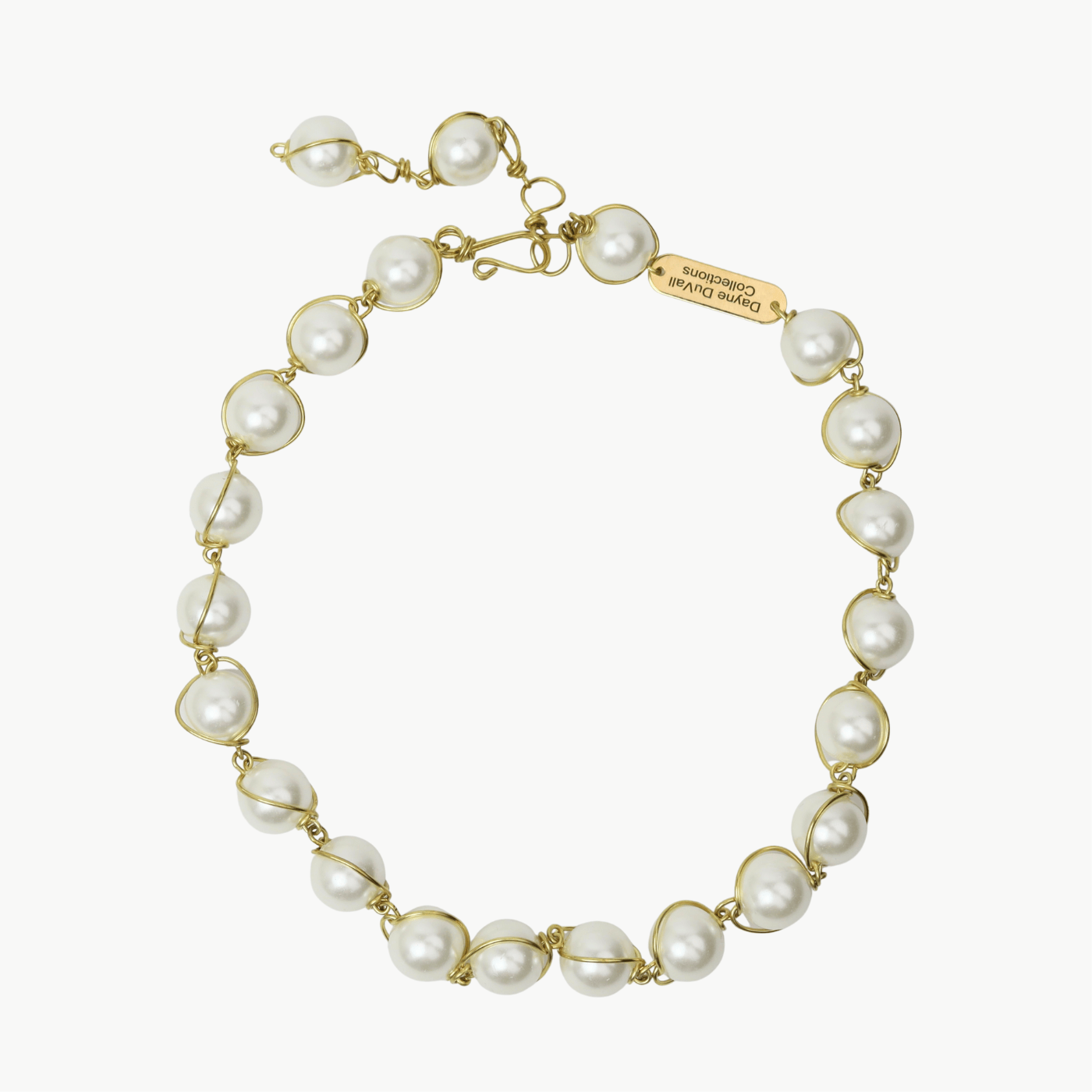 NKL-BRASS 12mm Glass Pearl 16"-18" Adjustable Necklace - Shi