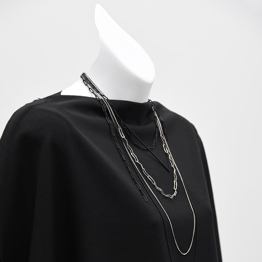 Load image into Gallery viewer, NKL-BRASS Ad Lib Layered Necklace - Silver Black
