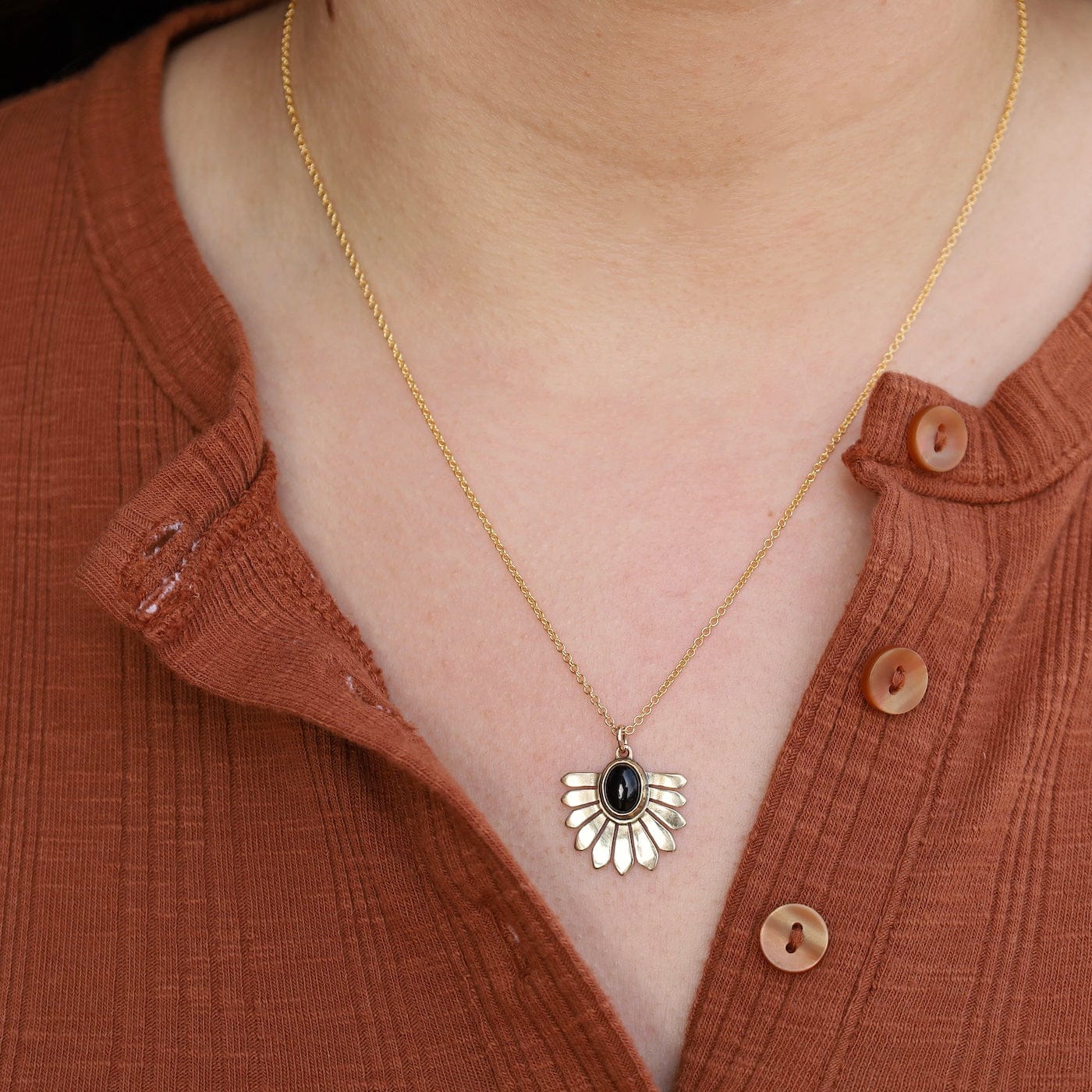 NKL-BRASS Black Onyx Brass Necklace