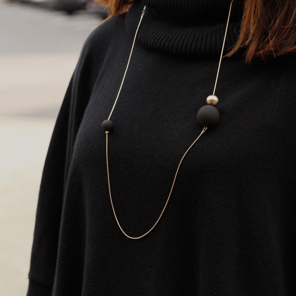 NKL-BRASS Bubble Necklace ~ Gold and Black