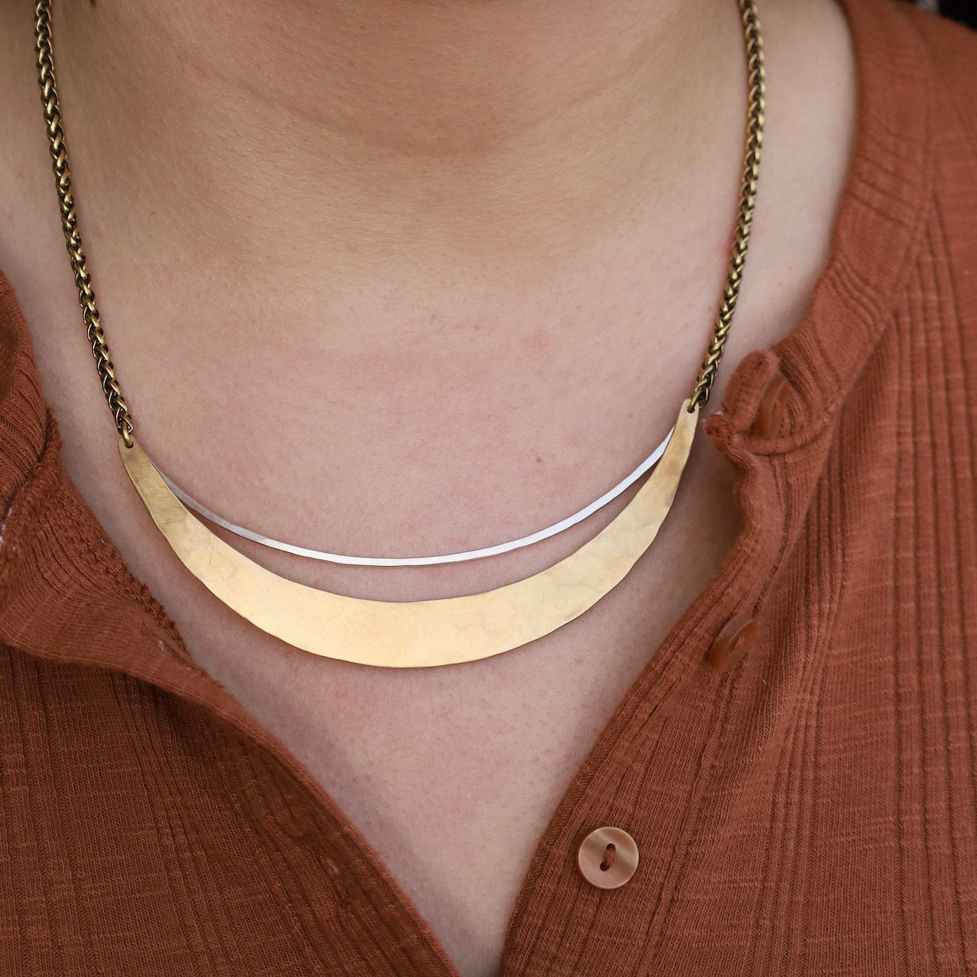 NKL Brass & Silver Luna Necklace
