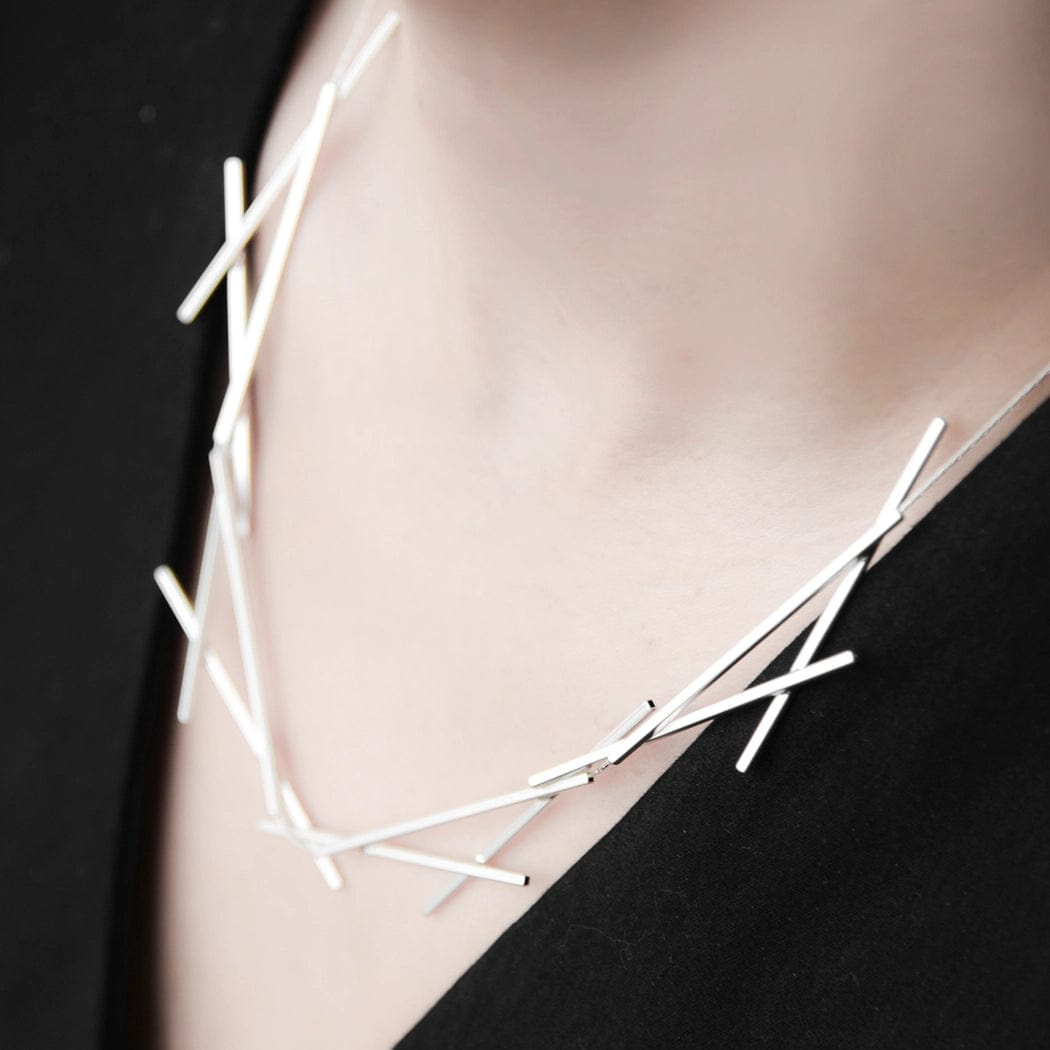 NKL-BRASS Sixes & Sevens Necklace - Satin Silver