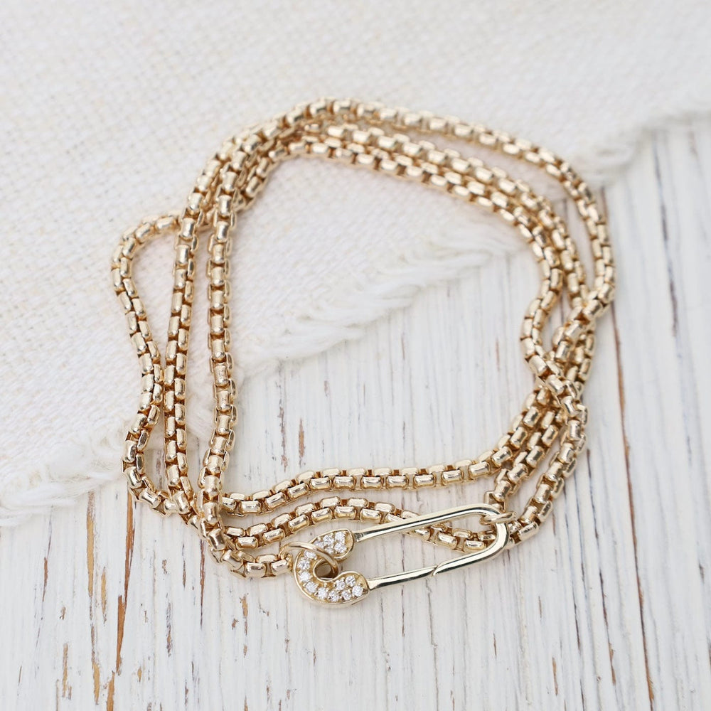 
                      
                        NKL/BRC-14K 14k Medium Box Chain Wrap Bracelet & Necklace with Pave Safety Pin
                      
                    