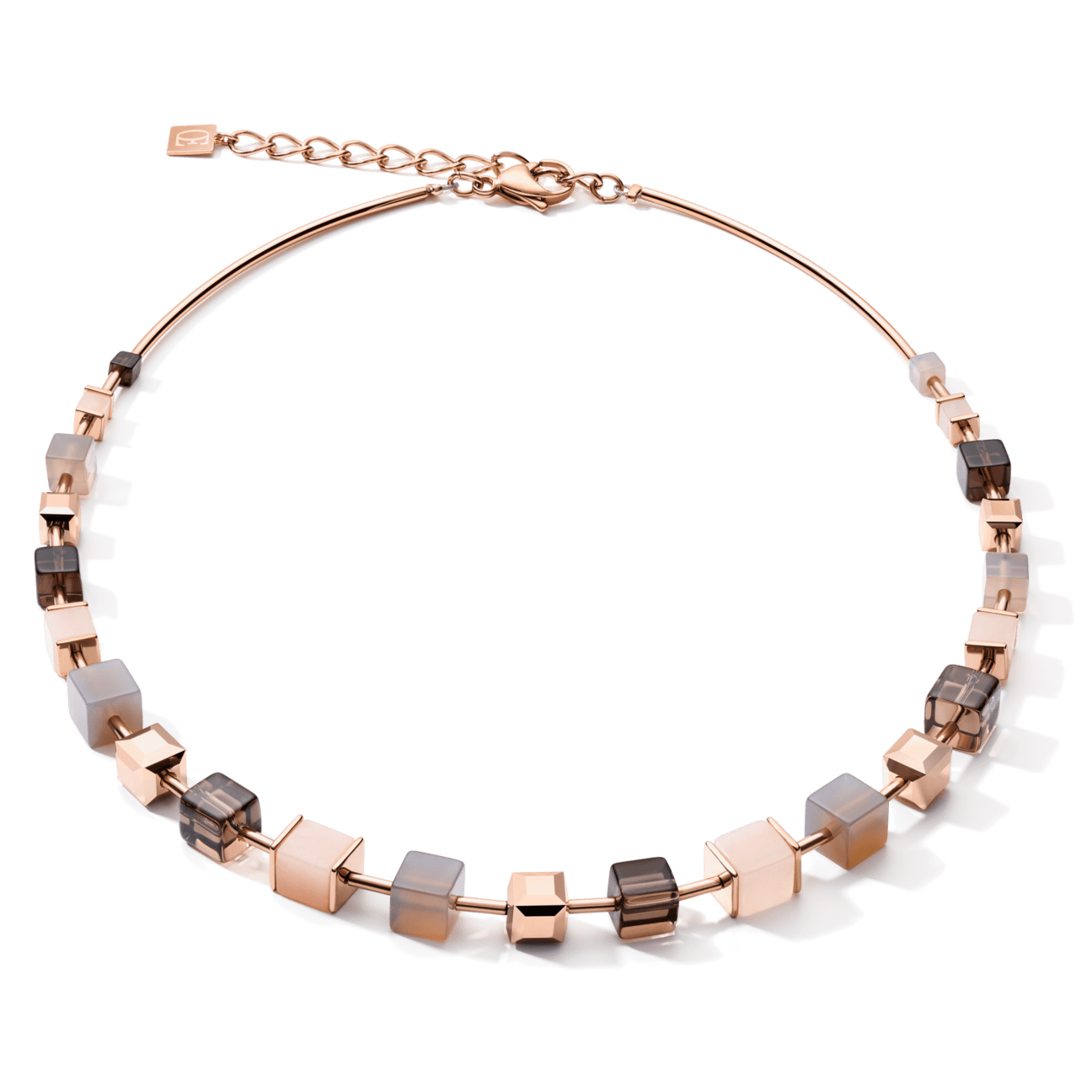 NKL Brown Mix Geo Cube Necklace