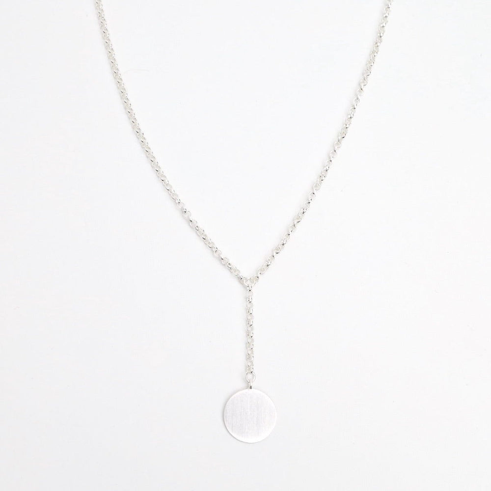 NKL Brushed Disc Drop "Y" Necklace Sterling Silver