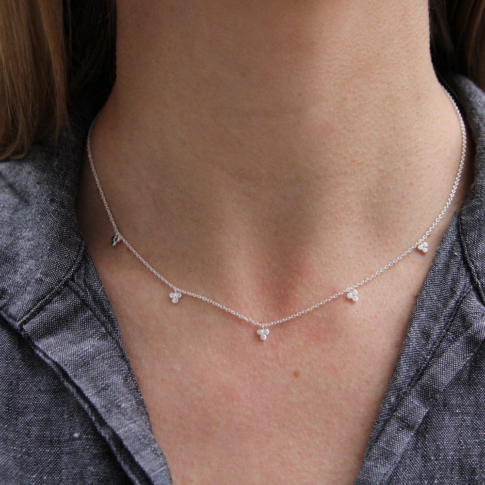 NKL Brushed Sterling Silver Tri-Dot Dangle Necklace