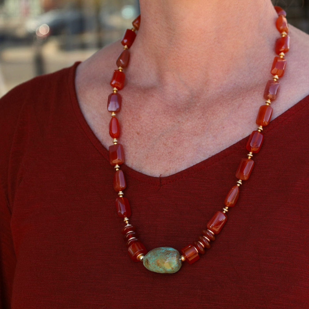 NKL Carnelian and Turquoise Necklace