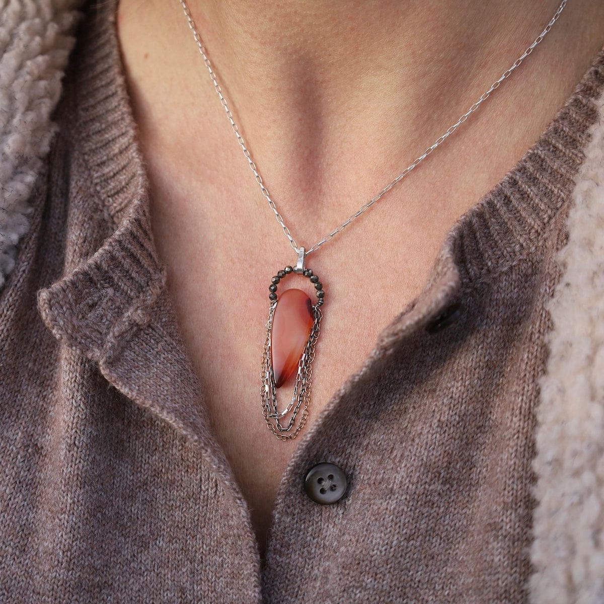 NKL Carnelian Dagger Pendant Necklace