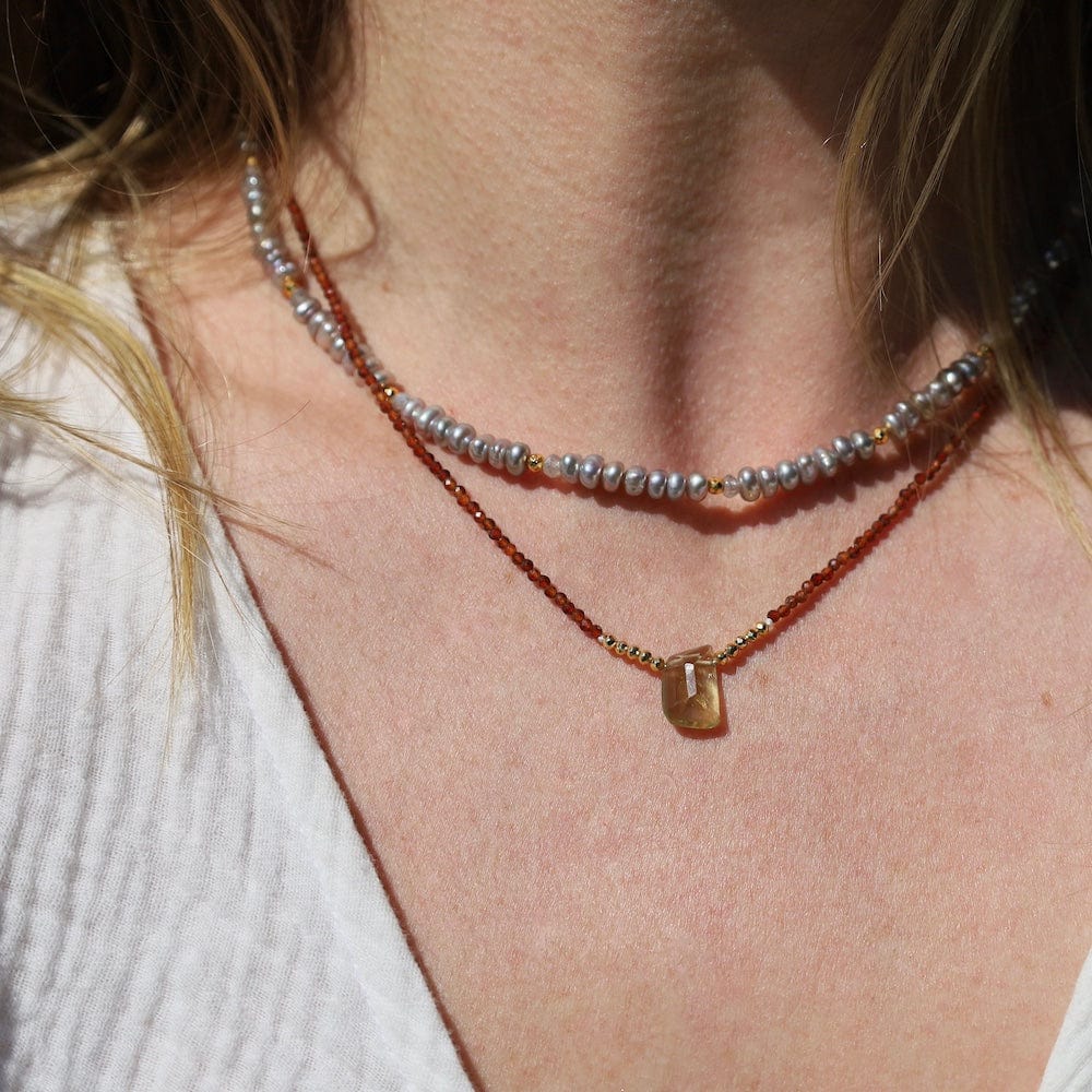 NKL Carnelian with Lemon Quartz Necklace