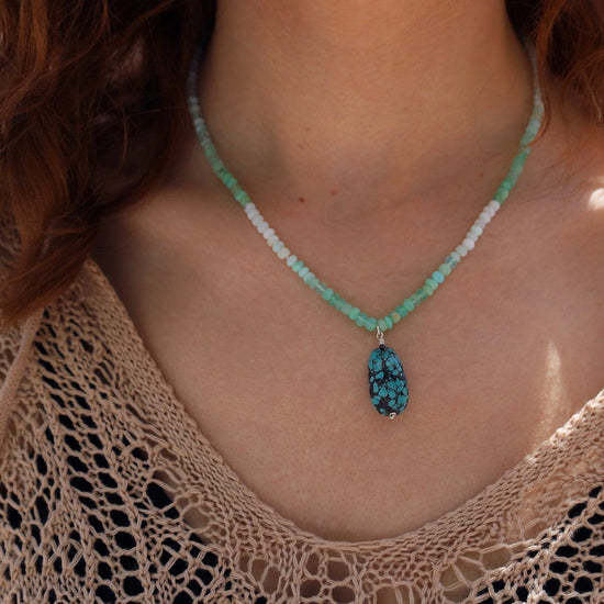 NKL Chalcedony & Turquoise Pendant Necklace