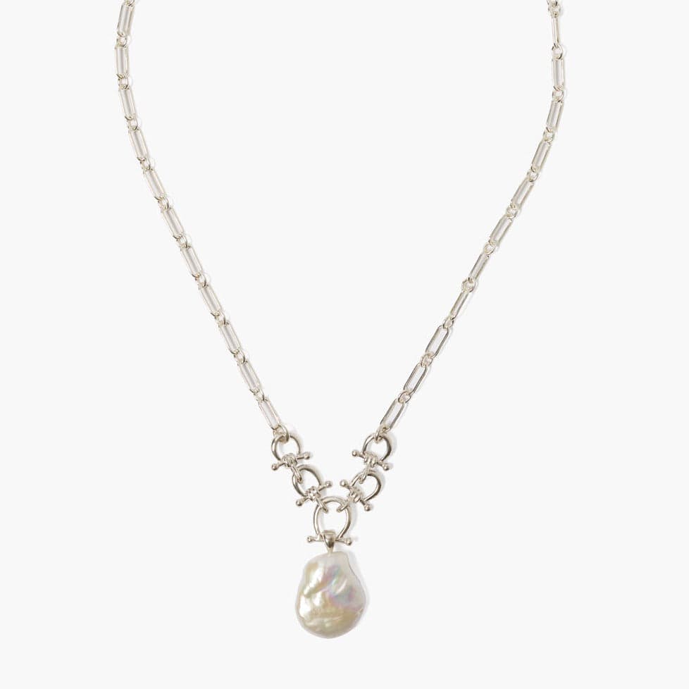 NKL Cheval Silver and White Pearl Necklace
