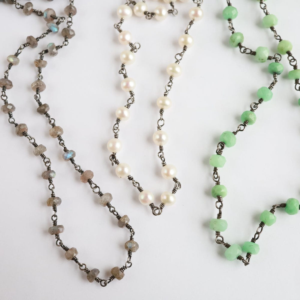 
                      
                        NKL Chrysoprase Oxidized Rosary Chain Necklace
                      
                    