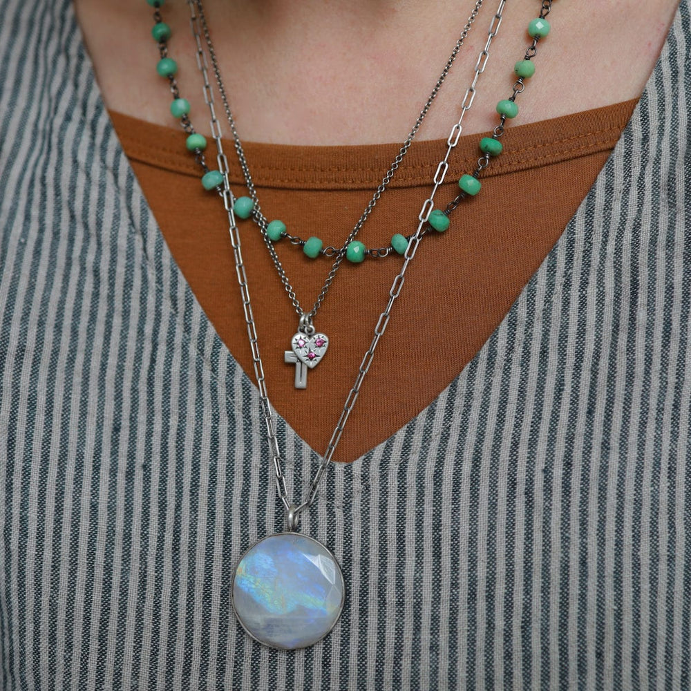 
                      
                        NKL Chrysoprase Oxidized Rosary Chain Necklace
                      
                    