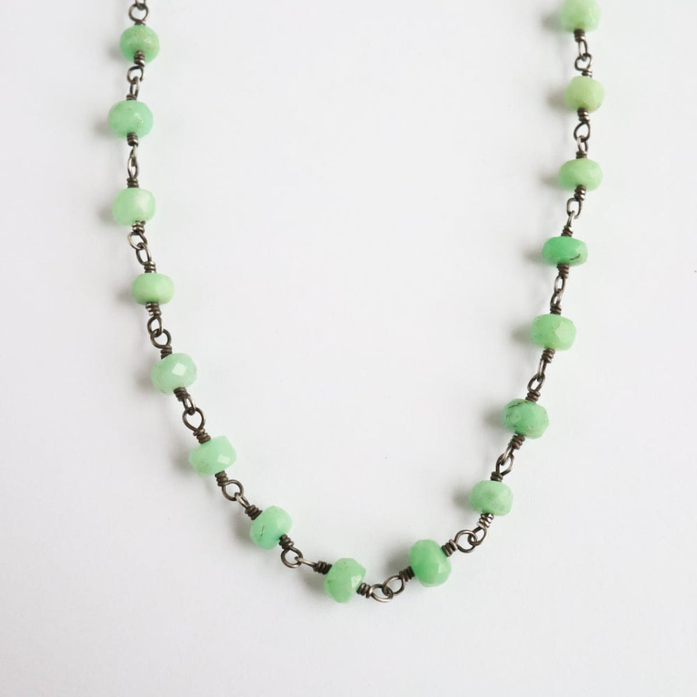 
                      
                        NKL Chrysoprase Oxidized Rosary Chain Necklace
                      
                    