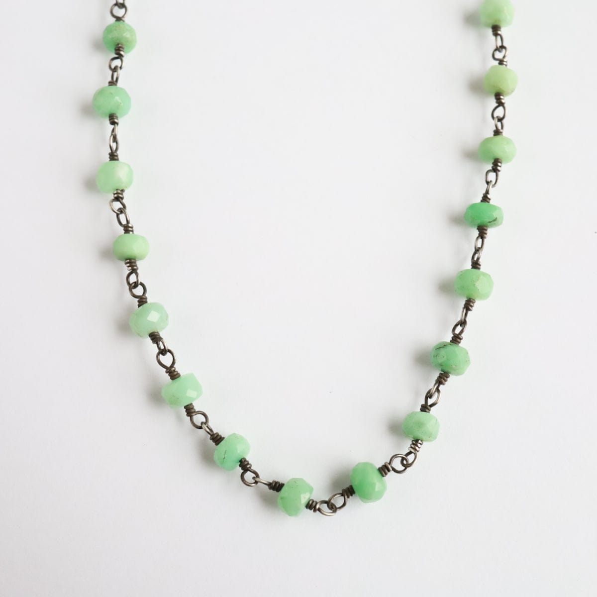 NKL Chrysoprase Oxidized Rosary Chain Necklace