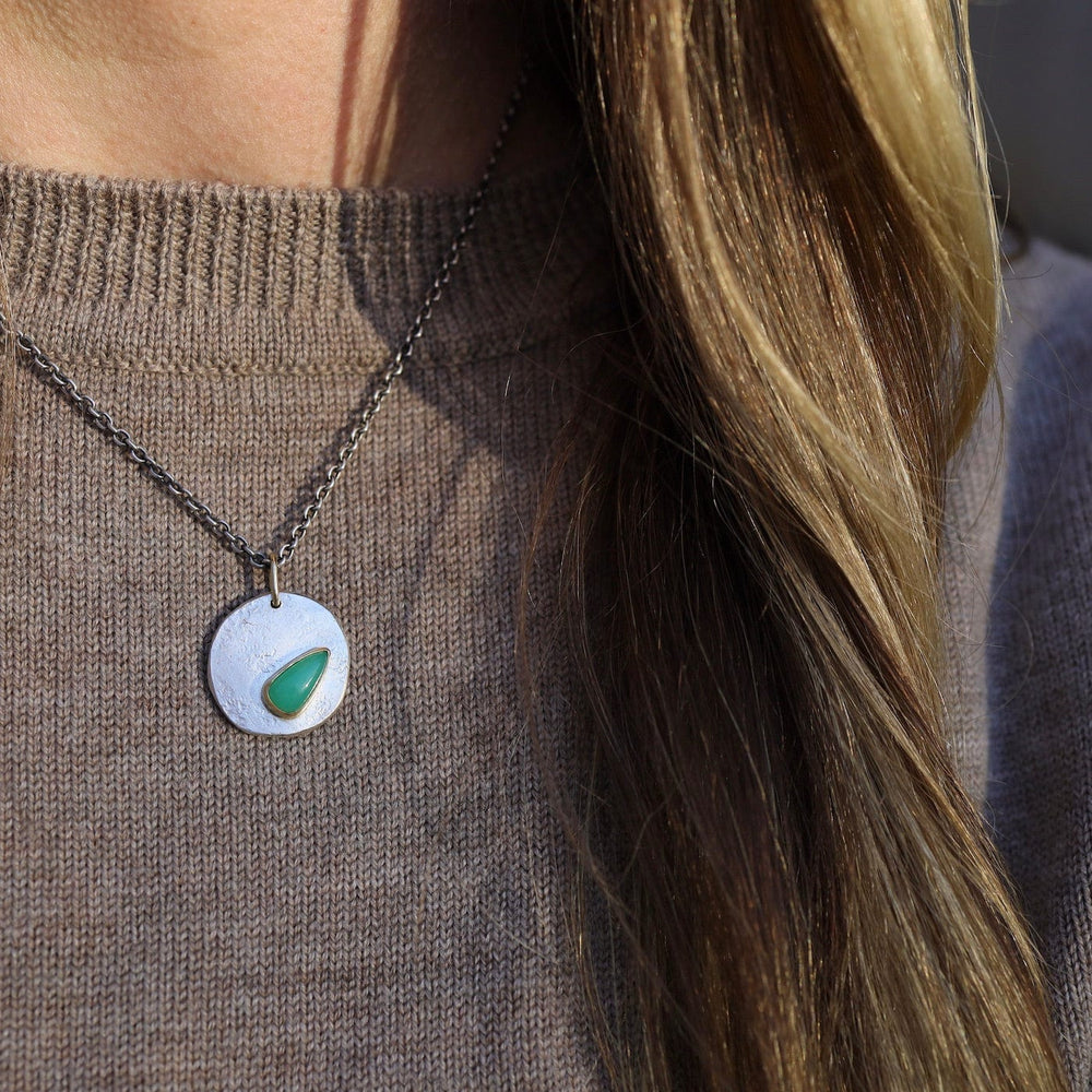 
                      
                        NKL Chrysoprase Teardrop Medallion Necklace - One of A
                      
                    