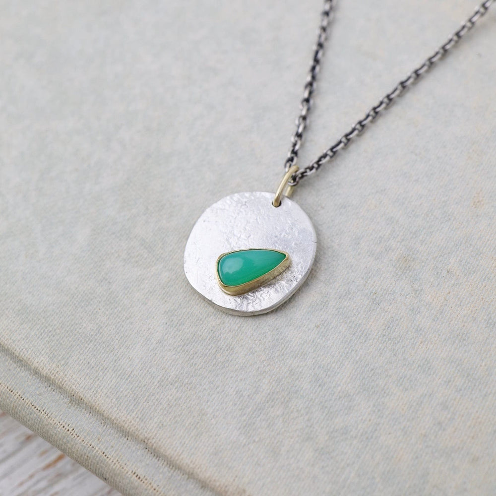 
                      
                        NKL Chrysoprase Teardrop Medallion Necklace - One of A Kind
                      
                    