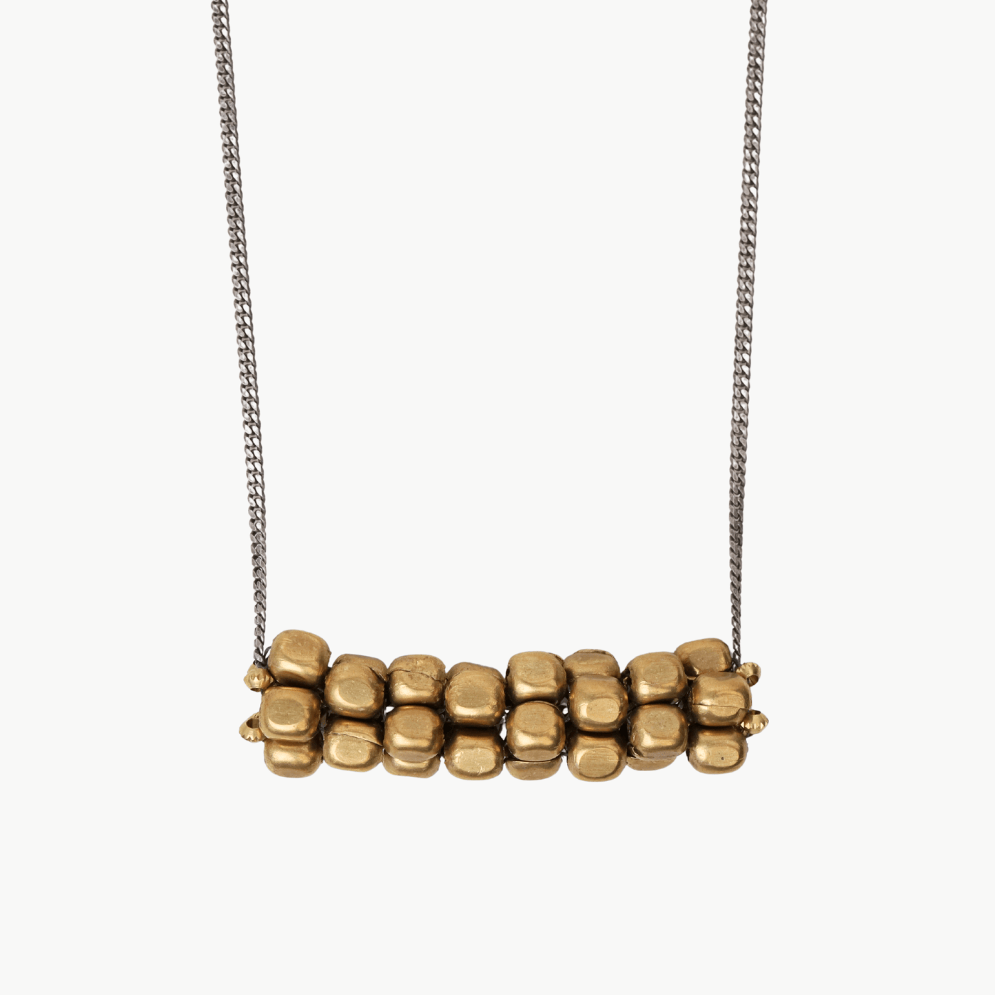 NKL Chunky Brass Cubes on 36" Oxidized Curb Chain