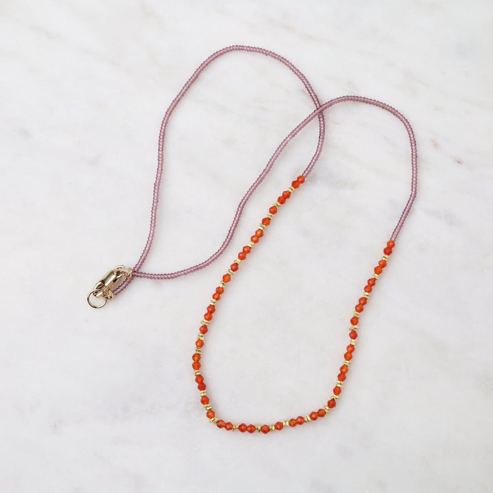 
                      
                        NKL Clear Pink, Carnelian & Gold Vermeil Bead Necklace
                      
                    