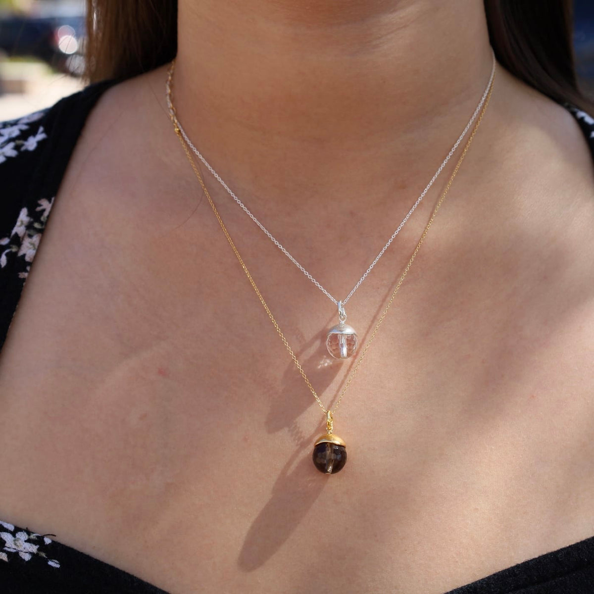 NKL Clear Quartz Bell Pendant Necklace