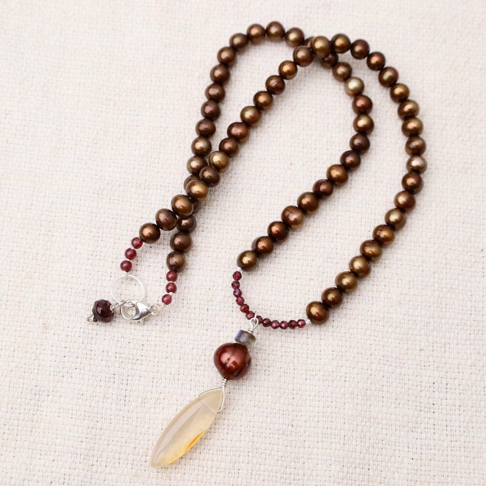 
                  
                    NKL Copper Pearl with Agate Drop Necklace
                  
                