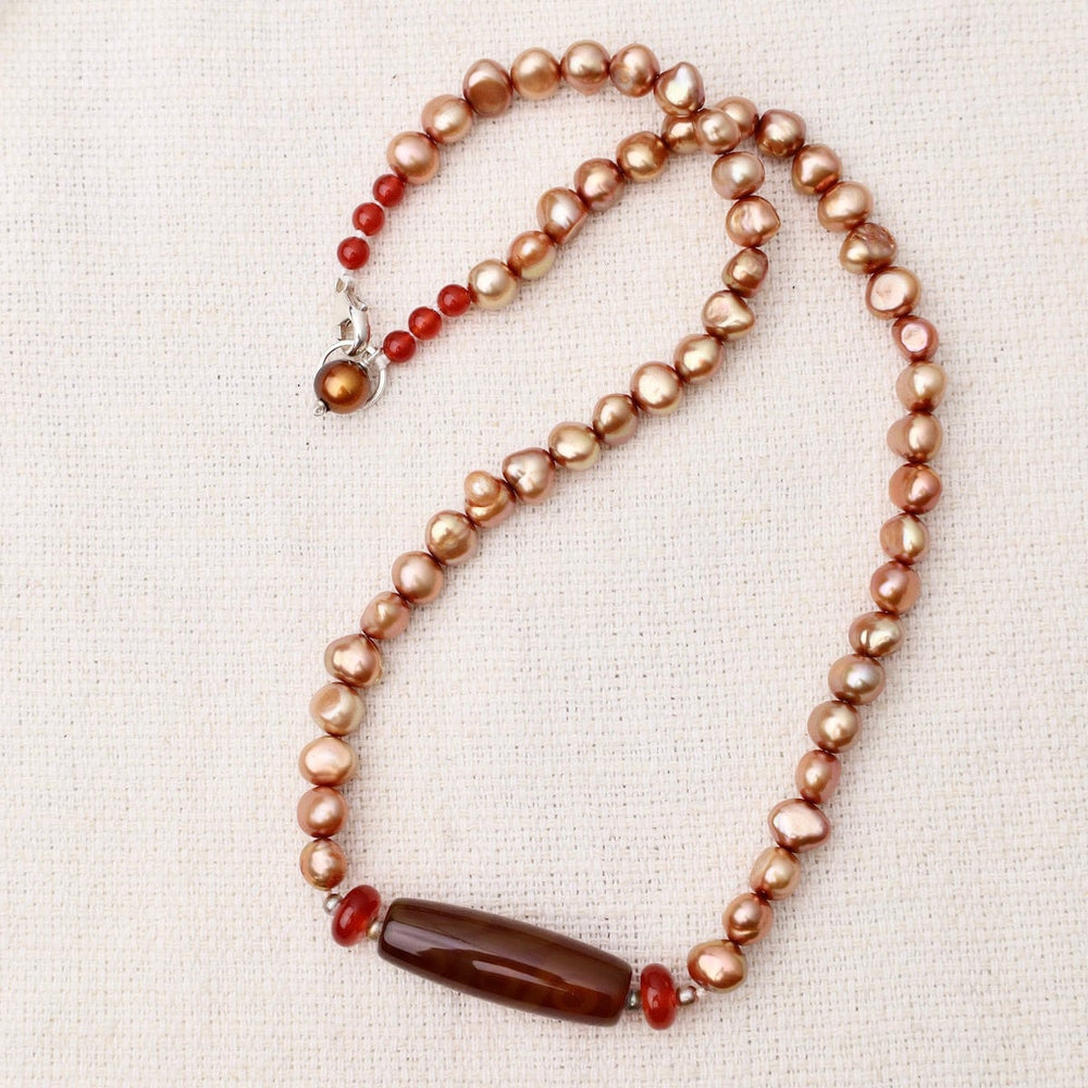 NKL Copper Pearl with Carnelian Necklace