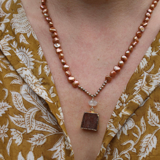 NKL Copper Pearls with Red Aventurine Necklace