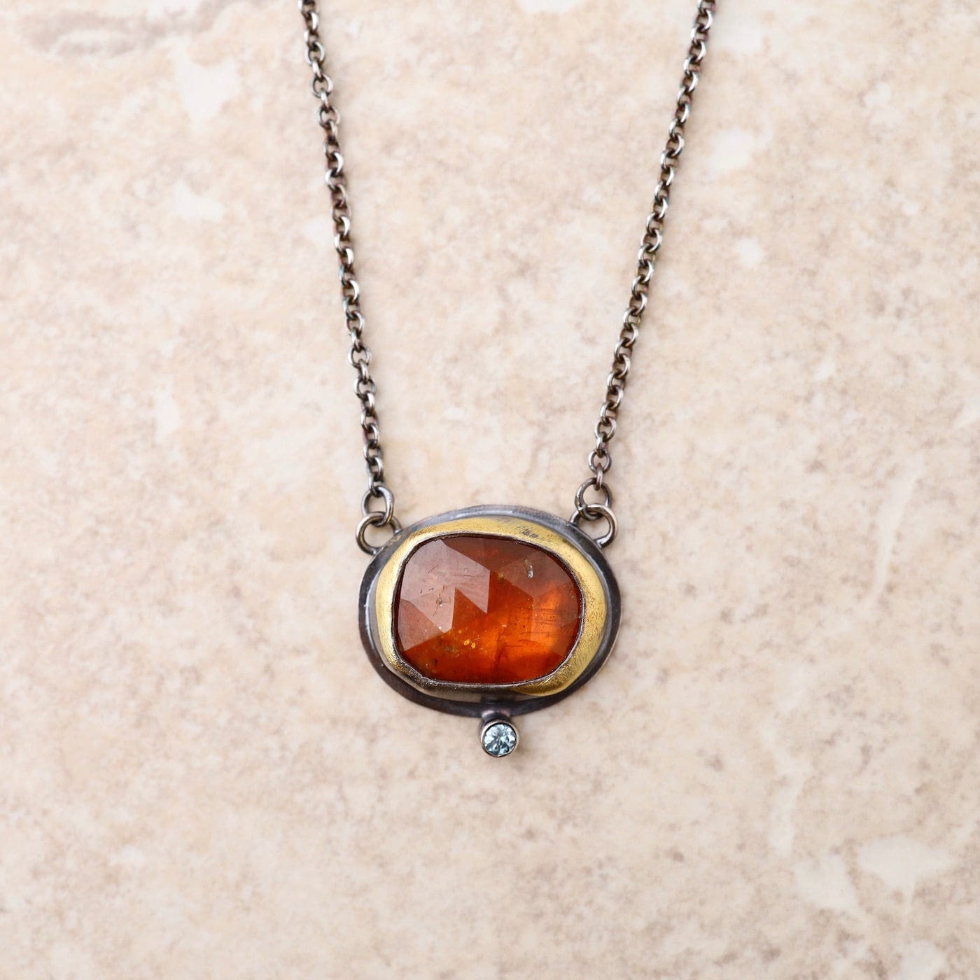 NKL Crescent Rim Necklace with Orange Kyanite