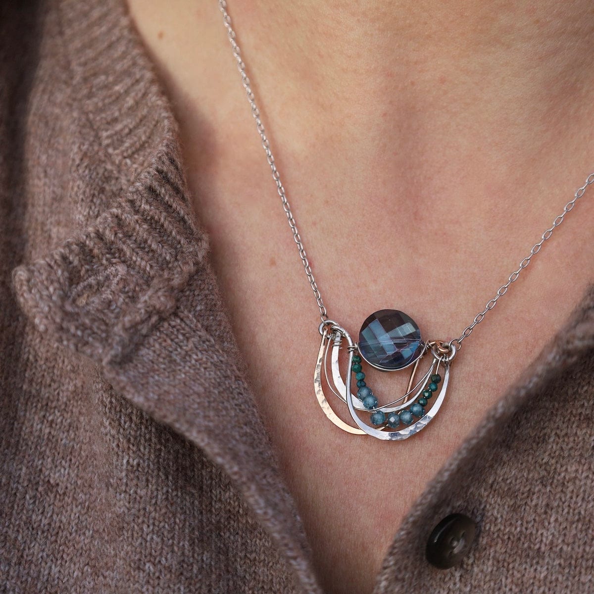 NKL Crystal Wave Pendant Necklace