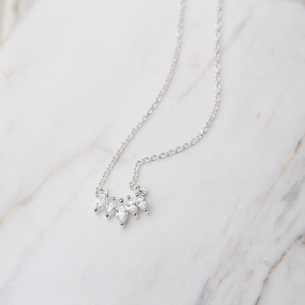 Load image into Gallery viewer, NKL Curve of Marquise Cubic Zirconia Necklace - Sterling Silver
