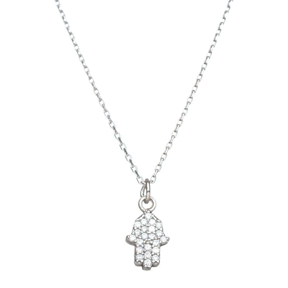 NKL CZ Hamsa Necklace - Sliver