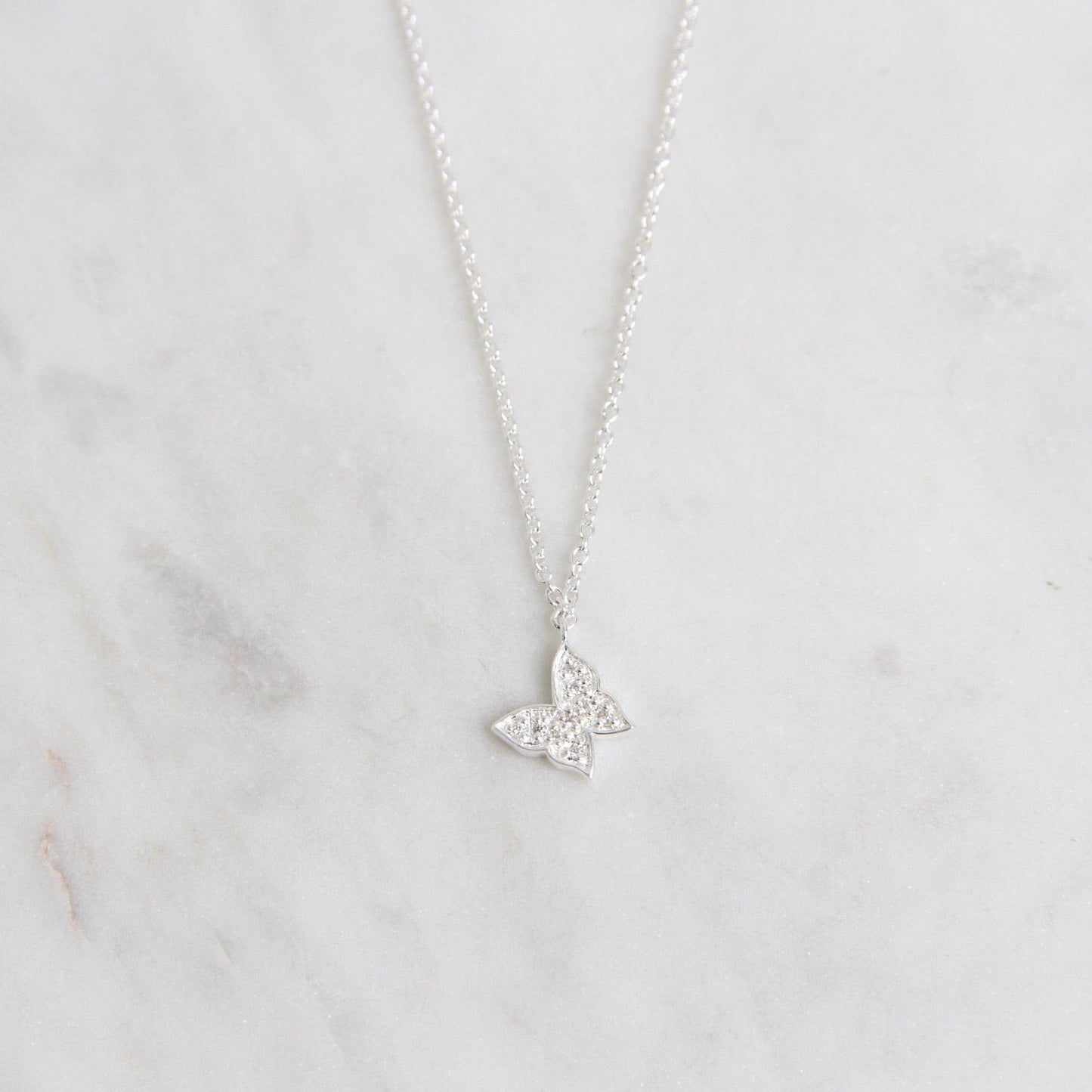 NKL CZ Pave Butterfly Necklace - Sterling Silver