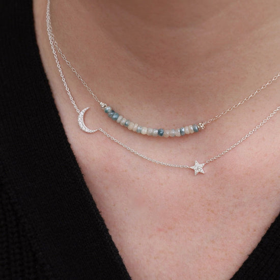 NKL CZ Pave Moon & Star Necklace – Sterling Silver