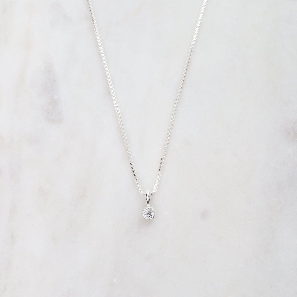 NKL CZ with Milgrain Edge Necklace - Sterling Silver