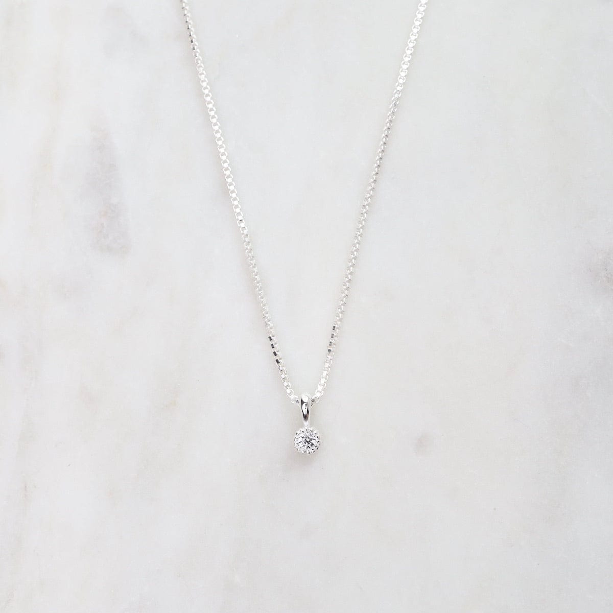 NKL CZ with Milgrain Edge Necklace - Sterling Silver