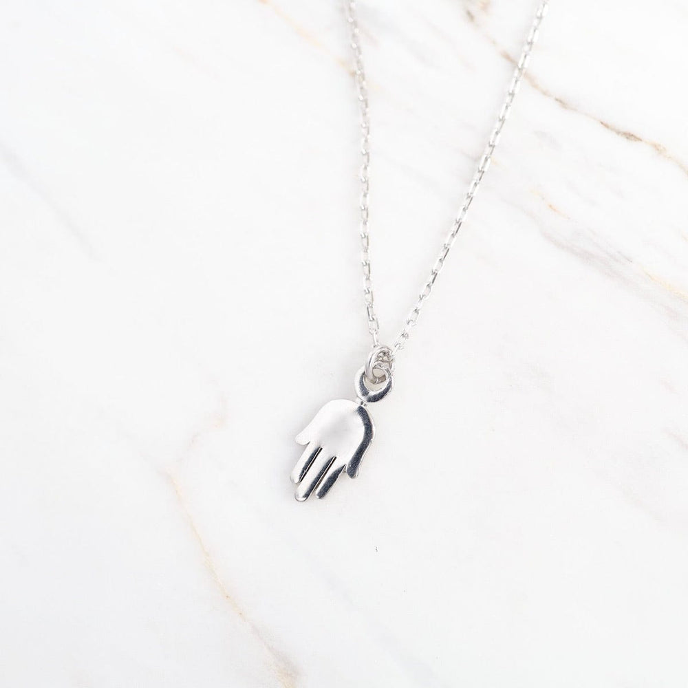 NKL Dainty and Sleek Silver Hamsa Necklace