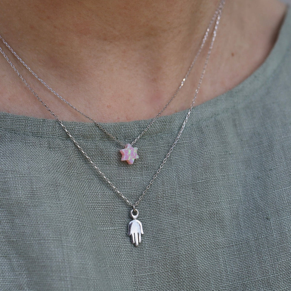 NKL Dainty and Sleek Silver Hamsa Necklace