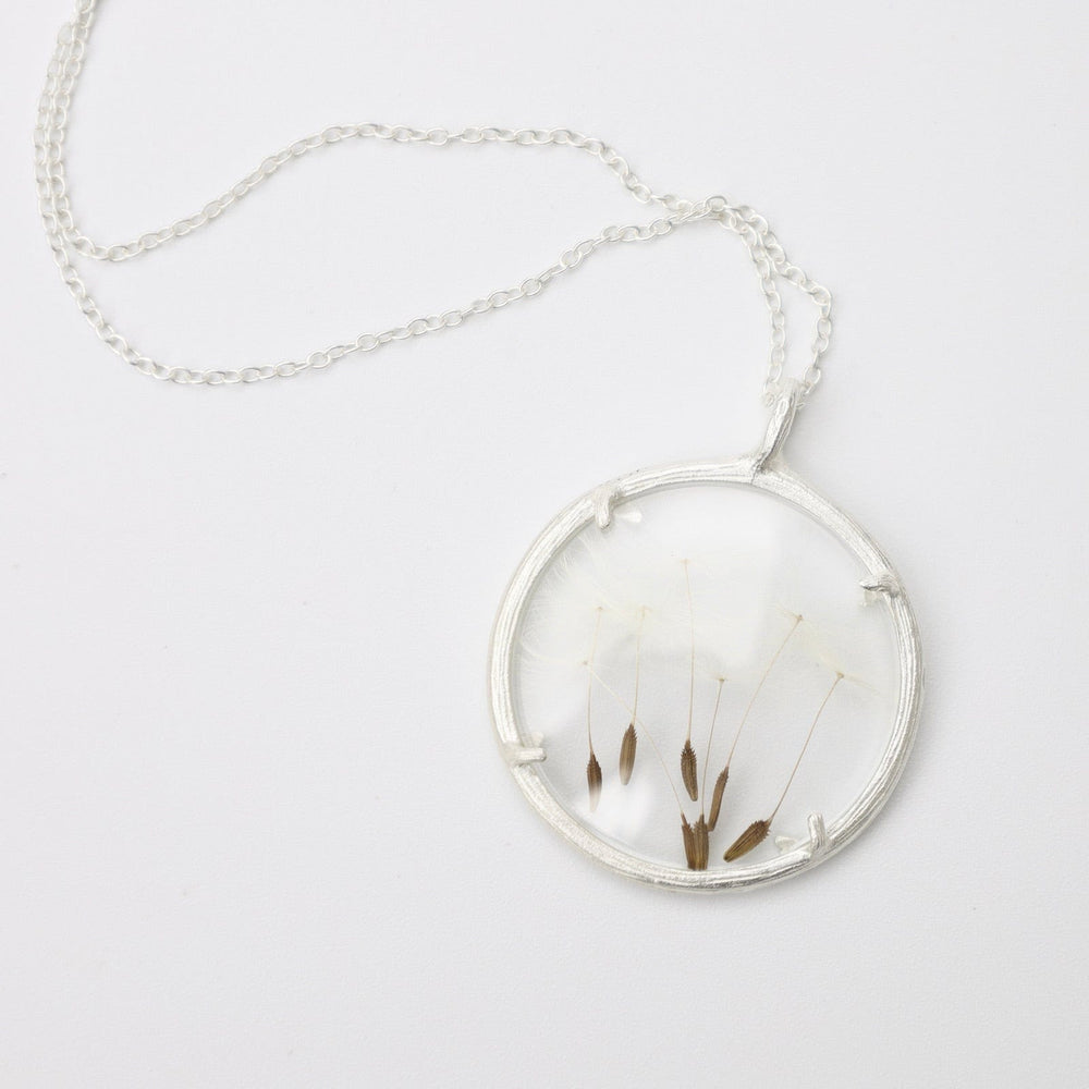 
                      
                        NKL Dandelion Large Glass Botanical Necklace - Sterling Silver
                      
                    