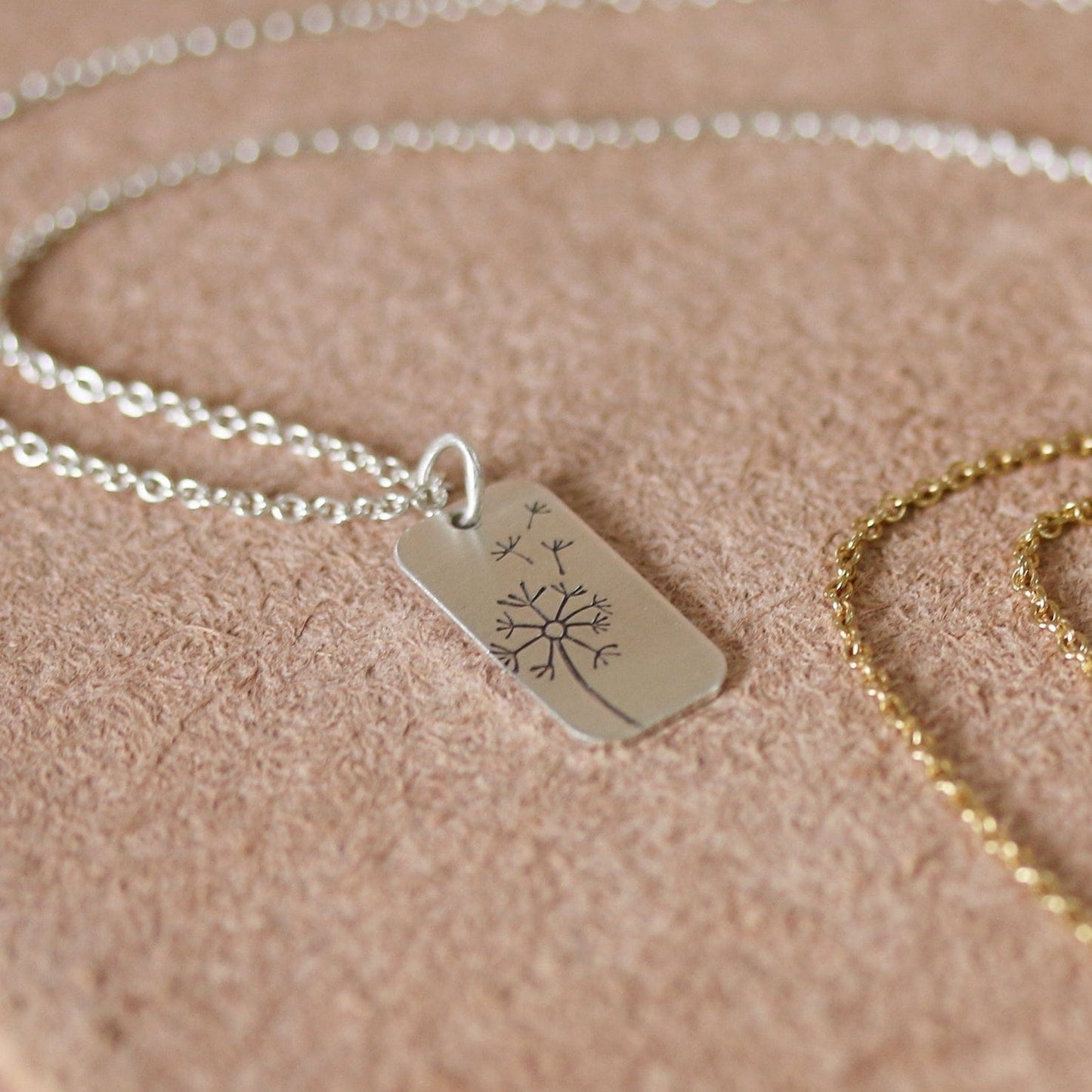 NKL Dandelion Petite Tag Necklace - Wishing Necklace in Sterling Silver