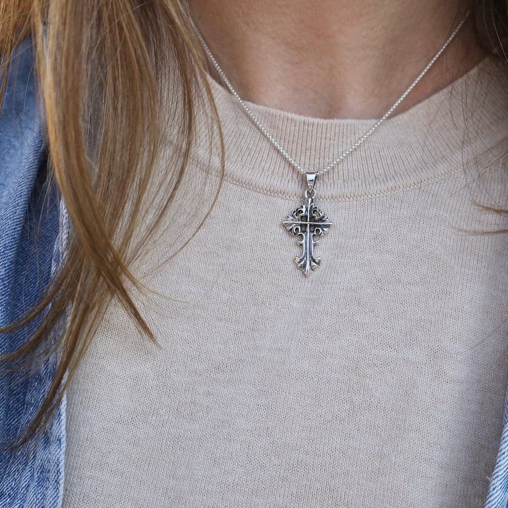 NKL Decorative Cross Pendant Necklace